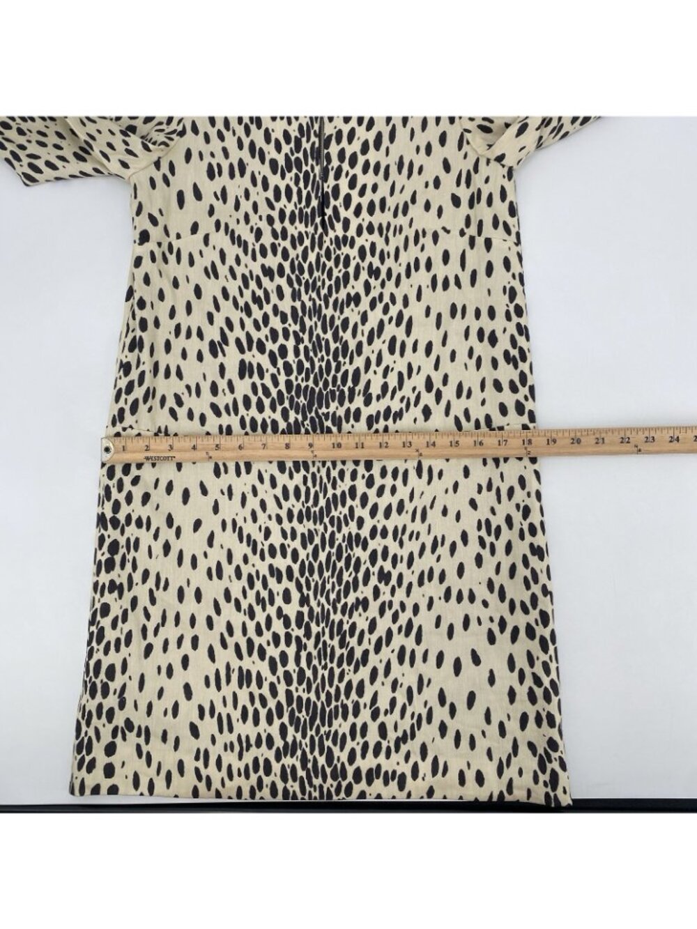 Emerson Fry Size Small Mod Shift Dress Linen Half Sleeve Animal Print Leopard - Picture 9 of 10